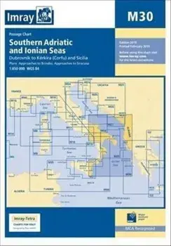 Imray Chart M30. Dubrovnik to Kerkira (Corfu) & Sicilia, Paperback/***