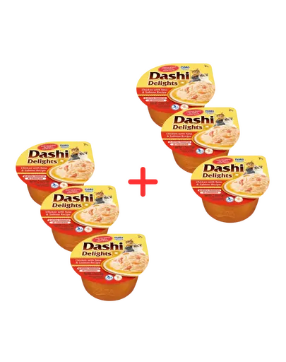 INABA Cat Dashi Delights pui, ton si somon 6x70 g hrana pisica