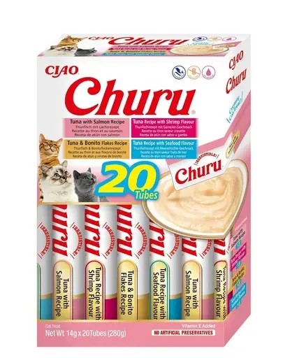 INABA Churu Variety Seafood fructe de mare si ton pentru pisici multibox 20x14 g (280 g)