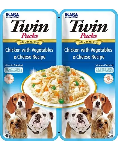 INABA Dog Twin pui, legume si branza plic pentru caini 2x40 g