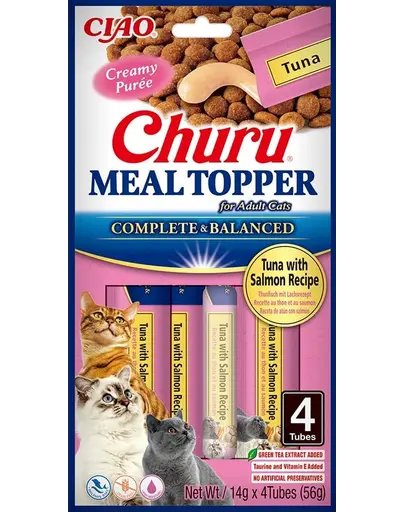 INABA Meal Topper Tuna Salmon 4x14 g supliment cremos cu ton si somon pentru pisici