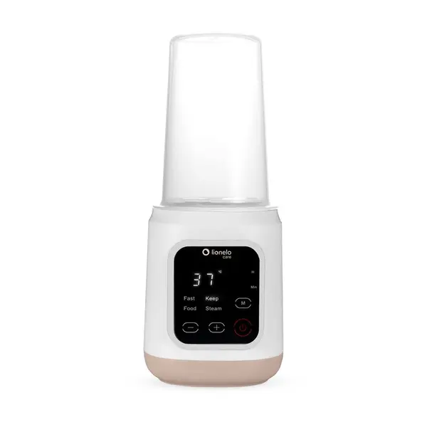 Incalzitor biberoane, Lionelo, ThermUp 3.0, 6 in 1, Incalzire, Decongelare, Sterilizare, Mentinerea temperaturii, 400 W, 35-100°C, Panou de comanda tactil, Fara BPA, Oprire automata, Placa de incalzire din teflon, Alb