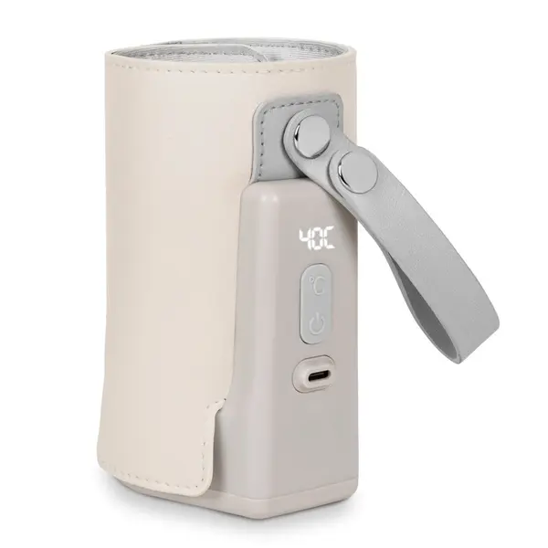 Incalzitor biberoane, Lionelo, ThermUp Go Plus, Portabil, Cu aspect elegant, Temperatura constanta pana la 24 h, Incarcare USB, Bej