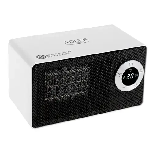 Incalzitor ceramic cu LCD Adler 7746, 1000 W, 2 trepte putere, Temporizator, Control tactil (Alb)