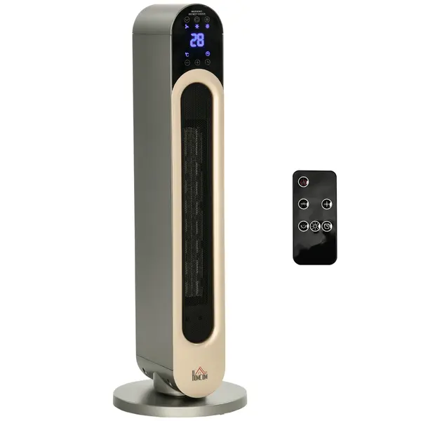 Incalzitor electric oscilant cu 3 moduri de incalzire cu temperatura reglabila si telecomanda, din ABS, Φ25x73,5 cm, argintiu HOMCOM | Aosom RO