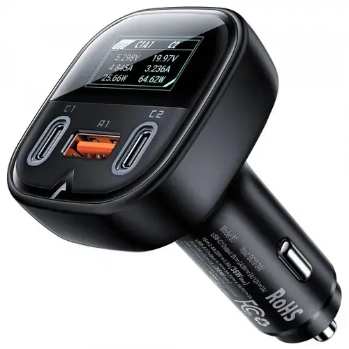 Incarcator Auto Acefast B5 Display, 101W, 5A, 1 x USB-A - 2 x USB-C (Negru)
