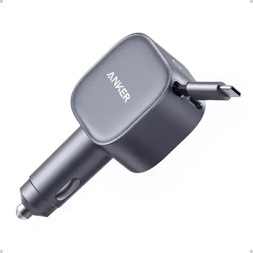 Incarcator auto Anker Nano 75W, cu cablu USB-C retractabil (Negru)