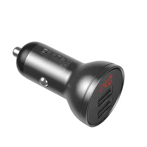 Incarcator auto Baseus 6953156215405, diplay digital, 24W, 2 x USB, Negru