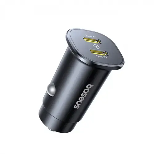 Incarcator Auto Baseus GoTrip, 30W, 3A, 2 x USB-C (Negru)