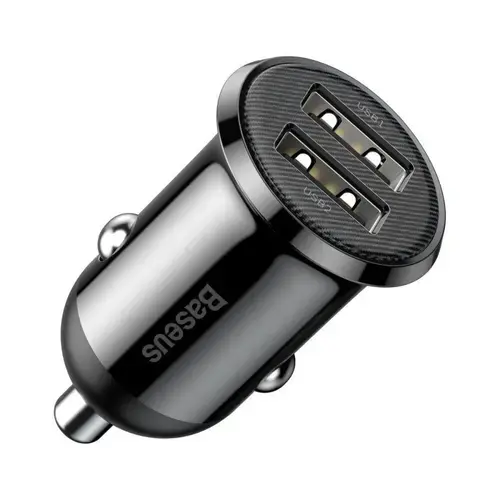 Incarcator auto Baseus Grain Pro, 2 x USB, 5V/2.4A (Negru)