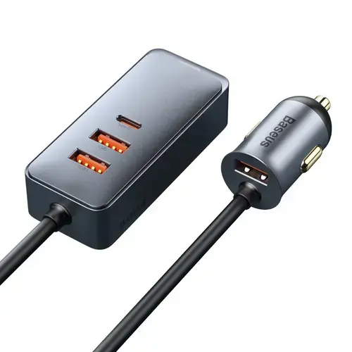 Incarcator auto, Baseus Share Together, 3x USB, 1 x USB-C, 120W, PPS Quick Charge Delivery, Gri