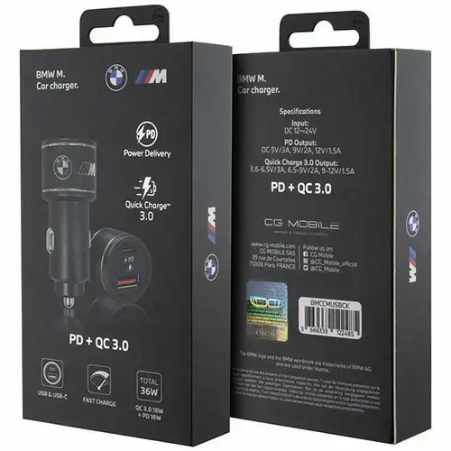 Incarcator auto BMW BMCCMUSBCK, 3.0 20W (Negru)
