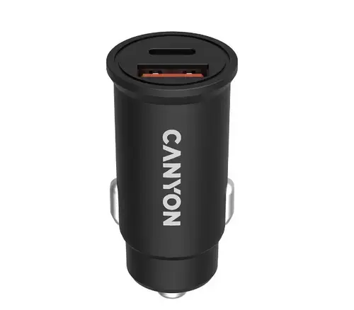 Incarcator auto Canyon CNS-CCA20B03, USB, USB Type-C (Negru)