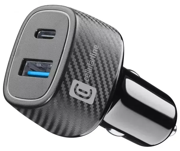 Încărcător auto Cellularline - Car Multipower Ultra, USB-A/C, 48W, negru