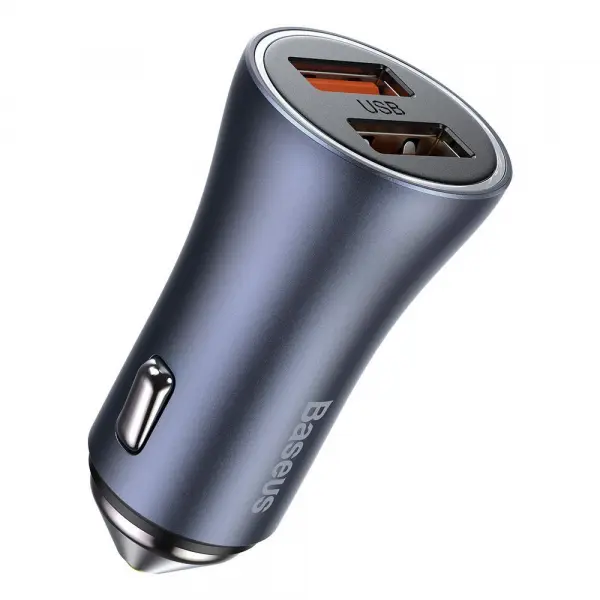 Incarcator Auto cu Cablu USB-C Baseus Golden Contactor Pro Dual, 40W, 3A, 2 x USB-A, Gri TZCCJD-A0G