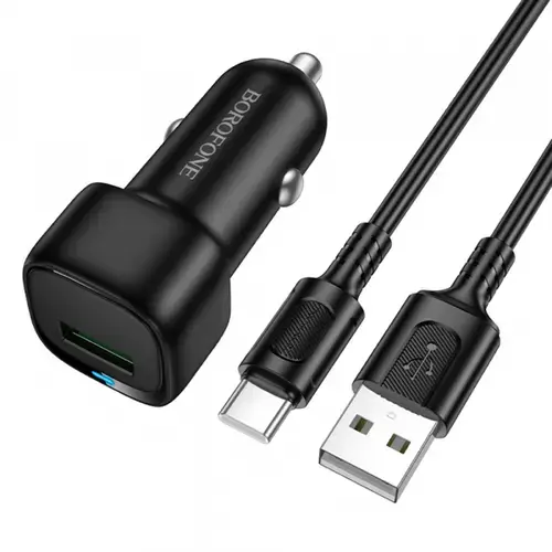 Incarcator Auto Cu Cablu USB-C Borofone BZ34 Cloud, 18W, 3A, 1 x USB-A (Negru)