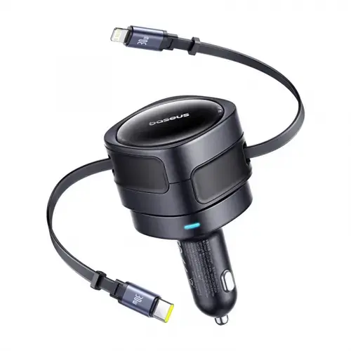 Incarcator Auto Cu Cablu USB-C / Lightning Baseus Enjoyment Max, 60W, 3A, C00035507121-00 (Negru)