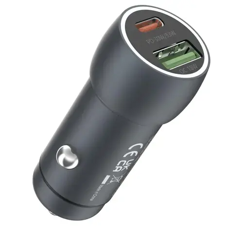 Incarcator Auto Devia Extreme Speed Fast Charger PD30W + QC3.0, 18W, Gri