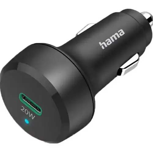 Incarcator auto HAMA 201637, 1x USB-C, Power Delivery (PD) 20W, Qualcomm (Negru)