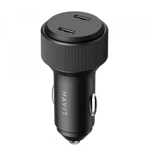 Incarcator auto HAVIT CC2014, 30W, 2 x USB-C (Negru)