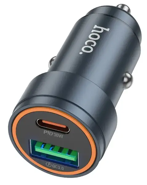 Incarcator Auto HOCO Z57A, 30W, 3A, 1 x USB-A - 1 x USB-C, Gri