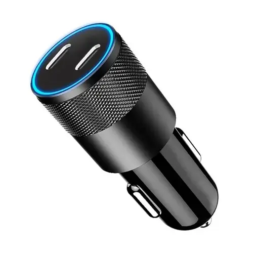 Incarcator auto Lemontti Fast Charge Type-C + Type-C, PD, 60W (Negru)