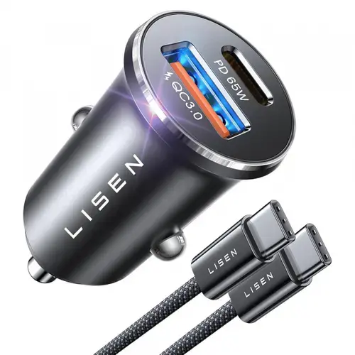Incarcator auto Lisen YL0223110003, 83W, 1 x USB-A, 1 x USB-C (Argintiu)