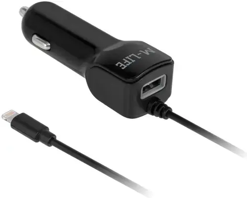Incarcator Auto M-Life ML0993, 1x USB/1x Lightning, 2.1A (Negru)