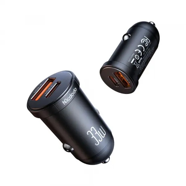 Incarcator Auto McDodo CC-2320 Cool, 33W, 3A, 1 x USB-A - 1 x USB-C, Negru