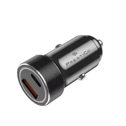 Incarcator Auto Prestico K2A, 20W, 3A, 1 x USB-A - 1 x USB-C (Negru)