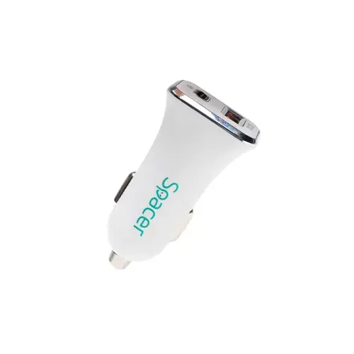 Incarcator auto Spacer SPCC-DUOQ-04, 38 W, 1 x USB + 1 x USB Type-C, USB Quick Charge 18W (Alb)