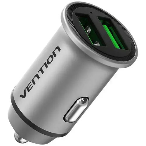 Incarcator auto Vention Two-Port, 2 x USB-A (Gri)
