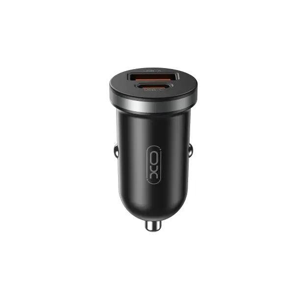 Incarcator Auto XO Design CC56, 30W, 3A, 1 x USB-A - 1 x USB-C, Negru