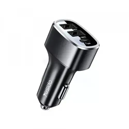 Incarcator Auto Yesido Y47, 49 W, 3A, 2 x USB-A - 1 x USB-C (Negru)