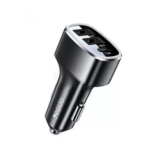 Incarcator Auto Yesido Y47, 49W, 3A, 2 x USB-A - 1 x USB-C, Negru