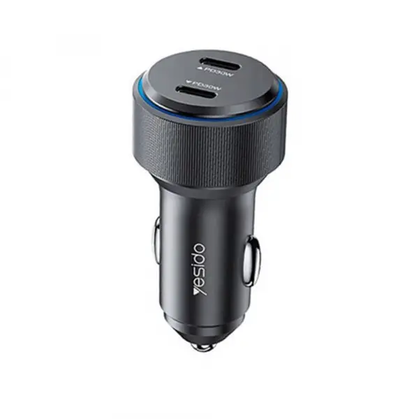 Incarcator Auto Yesido Y48, 60W, 3A, 2 x USB-C, Negru