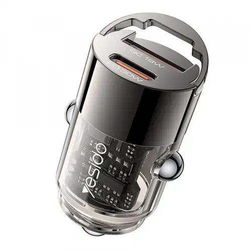 Incarcator Auto Yesido Y68, 30W, 3A, 1 x USB-A - 1 x USB-C (Negru)