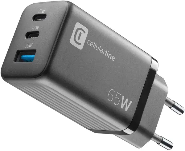 Încărcător Cellularline - Multipower GaN, USB-A/C, 65W, negru