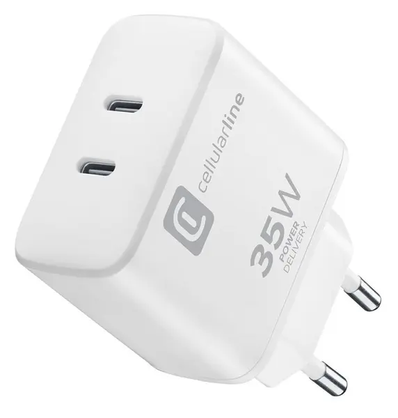 Încărcător Cellularline - Power Delivery, USB-C, 35W, alb