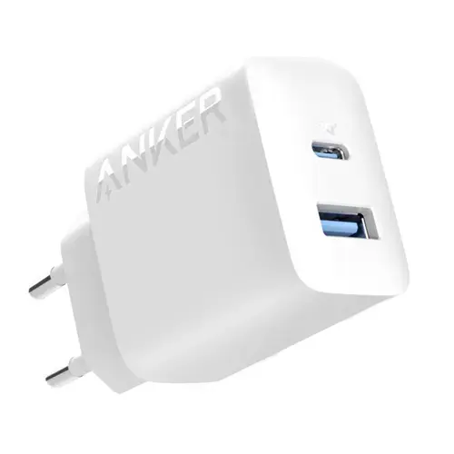 Incarcator de retea Anker 312, 20W, USB-C, USB-A, Power Delivery, PowerIQ (Alb)