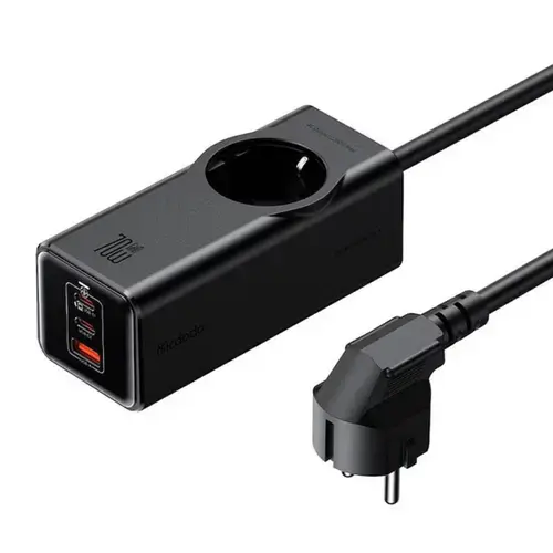 Incarcator de retea Mcdodo CH-4620 4 in 1 cu prelungitor Super Cube Schuko, 2x Tip-C, USB-A, Fast Charge 70W, Tehnologie GaN, 1,5 m (Negru)