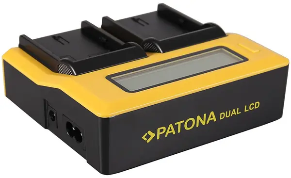 Încărcător dublu Patona - pentru baterie Canon LPE6/LP-E6, LCD, galben