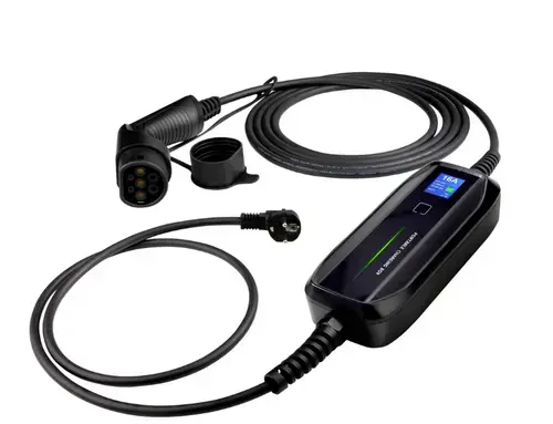 Incarcator electric portabil pentru autovehicul Extralink BS-PCD030, 16A, 250V, 3.6kW, Schuko, monofazat, 5.5m, display LCD, IP67, IK10, Negru