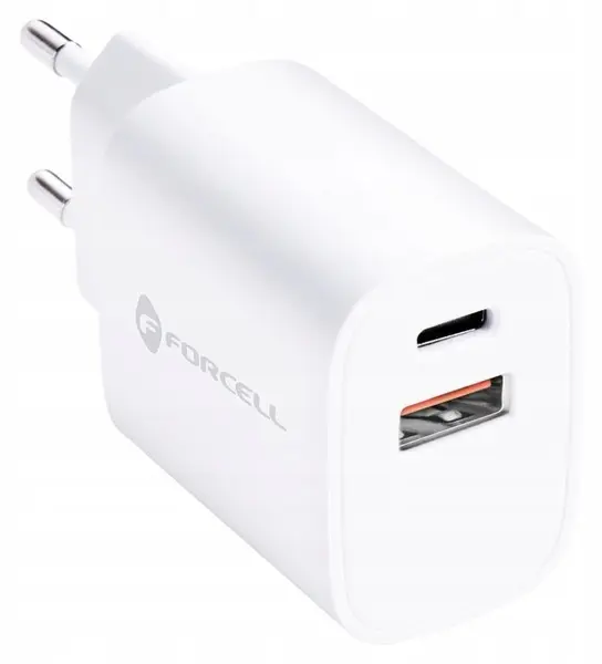 Încărcător Forcell - F-Energy, TFK-TC-30WPD, 30W, USB-C/USB-A, alb