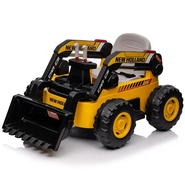 Incarcator frontal pentru copii NEW Holland 300W 12V, incarcator actionat electric, galben