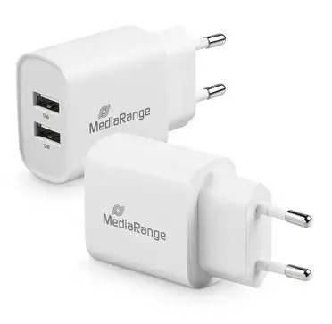 Incarcator MediaRange MRMA114, 12W, Fast Charging, 2x USB-A (Alb)