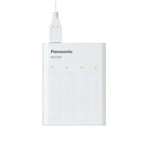 Incarcator Powerbank Panasonic Eneloop BQ-CC87, 4 acumulatori, 1,2V, Ni-MH, Tip R6/AA de 1900mAh