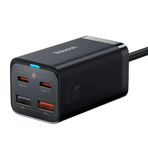 Incarcator rapid Baseus GaN3 Pro, 2x USB-C, 2x USB, 65W, Negru