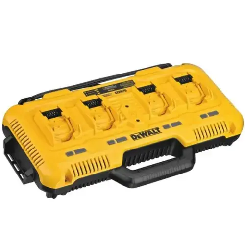 Incarcator rapid DeWALT DCB104-QW, 4/8A cu 4 porturi pentru acumulatori 10.8V - 54V (Galben/Negru)