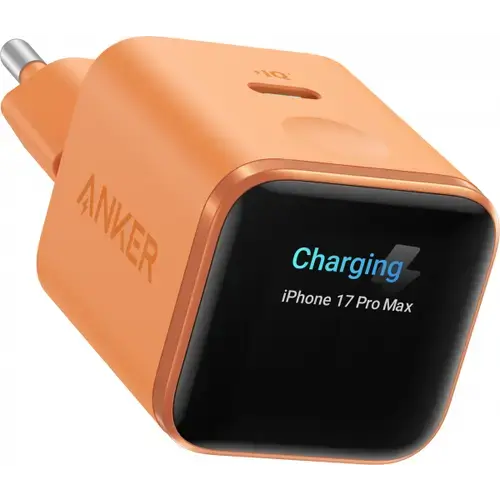 Incarcator Retea Anker Nano Display, 45W, 3A, 1 x USB-C, A121DGO1 (Portocaliu)